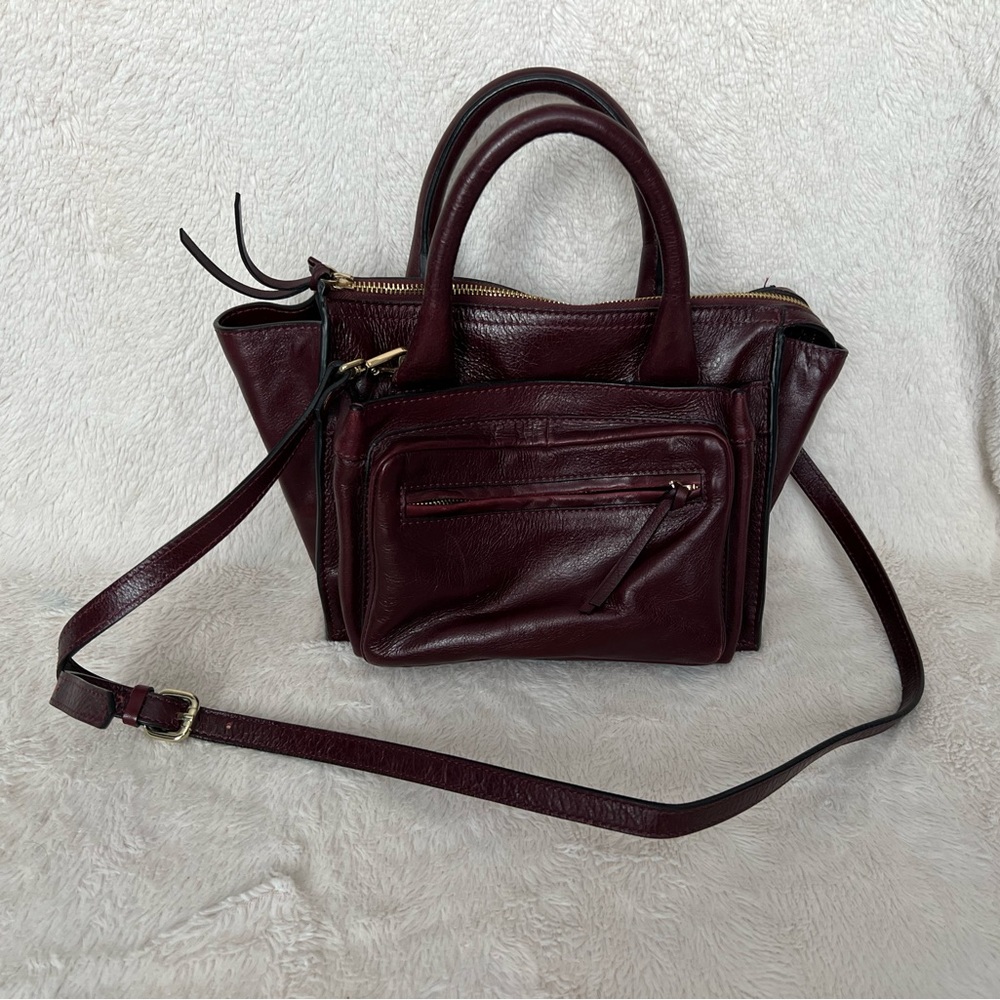Zara Burgundy Leather Handbag